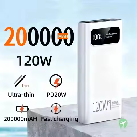 120W Power Bank 200000mAh Ultra Large Capacity intelligent Power Bank Super Charge Portable External