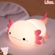 LILAC Night Light, Cute Axolotl Silicone Nursery Sleeping Lamp, Touch Control Nightlights for Baby C