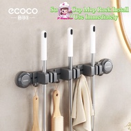 JC. ECOCO High Suction Cup Mop Holder No Drill Home Bathroom Multiple Mop Holder with Hooks Seamless