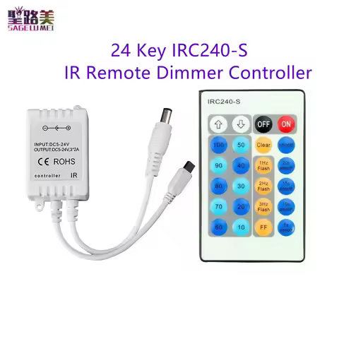 IRC240-S 24key 6A 3*2A IR Remote Dimmer RF Single Color LED controller for 3528 5050 2835 3014 LED S
