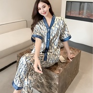 K.Store Loungewear Silk Pajama set nightwear with lapel collar for Women Lingerie Sleepwear Terno #SW1
