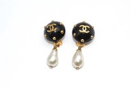 馬卡龍色系 Chanel中古夾式耳環