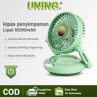 【Dapat ditempel di dinding】UNIG Kipas Penyimpanan Lipat 6000mAh Kipas Angin Portable Cas Tidak Beris