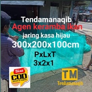 keramba ikan 3x2x1 jaring ikan kasa hijau siap pakai