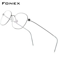 FONEX B กรอบแว่นไททาเนียมสำหรับผู้ชายแว่นตาไร้กรอบสไตล์เกาหลีน้ำหนักเบาพิเศษแว่นตาสไตล์ญี่ปุ่น F7513