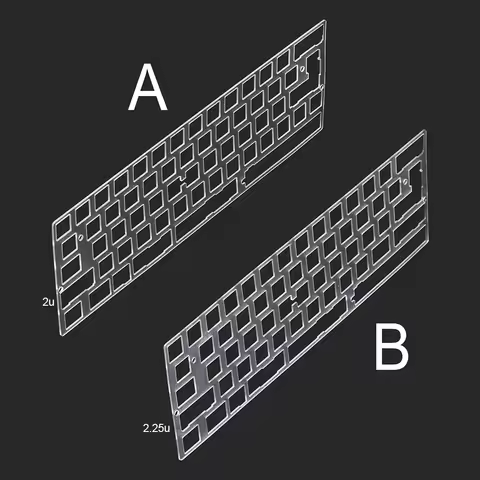 60 64 GH60 Left Shift 2X 2.25X Polycarbonate Positioning Plate 60% DIY Mechanical Keyboard Plate Com
