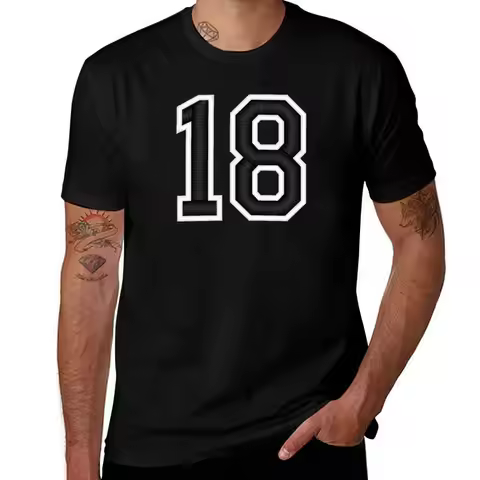 18 Black Jersey Sports Number eighteen Football 18 T-Shirt Summer Fashion Casual Tee Shirt