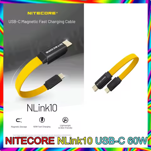 NLink10 USB-C 60W Fast Charge Cable 7CM Short Dual Type-C Cable Magnetic Storage for NITECORE NB1000