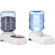 Basics Automatic Pet Drinking Fountain and Gravity Food Feeder Set, Suitable for Cats and Dogs, Easy