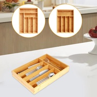 Bamboo Drawer Organizer 5/6 Compartments Bamboo Drawer Box Divided Drawer Silverware Tray Durable Kitchen Drawer Organizer Tray Bamboo Cutlery Tray SHOPSKC9472