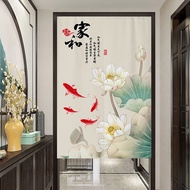 Aijiajia Textile Customized Feng Shui Curtain Chinese Lotus Door Curtain Partition Curtain Bathroom Door to Door Resolve Hanging Curtain Bedroom Front Toilet Cloth Curtain Feng Shui Curtain