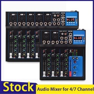 4 Channel Audio Mixer 48V Phantom Power Supply DJ 7 Channel Audio Mixer Recording System with Bluetooth 6 8 12 Channel Usb Mixer Interface MP3 Playback KTV Outdoor Performance Party