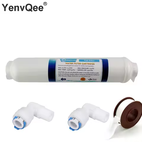 10 Inch T33 with fittings Water Purifier INLINE COCONUT Carbon Post WATER FILTER 5MICRON CARBON FILT