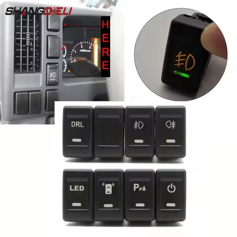 1PC LED DRL Light Packing Radar Power On Off Camera Rearview Mirror Heating Switch Button For Isuzu