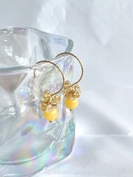 黃水晶與捷克水晶串珠 耳針 / 能量石 / 單顆寶石耳針 / 醫療級不鏽鋼 / 316 / 捷克水晶串珠 / 蝴蝶形水晶珠 / 可愛 / 抗過敏 / 黃水晶