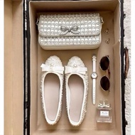 SA Women's Sequined Low Sole Doll Shoes with Pearl Bow in the Middle Hot Fashion Sz35-39