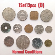 1Set13pcs Mix Foreign Coin (D) Normal Philippines, America, Malaya, Brunei, Canada Duit Syiling Lama