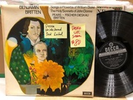 LP classical :  ( Decca Wideband / 大Decca ) Benjamin Britten ( composes &amp; piano ) + Dietrich Fisher-Dieskau, The Holy Sonnets of John Donne, Songs &amp; Proverbs of william Blake，Decca UK pressing 黑膠唱片