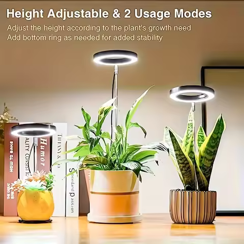 Grow Light Full Spectrum Light LED Grow Indoor Height Angle Adjustable Ring Grow Light Timer Height 