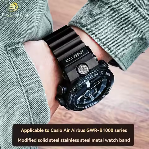 For Casio G-SHOCK Aviation Series 5588 GWR-B1000 Modified Steel Strip Stainless Steel Watch Strap Me