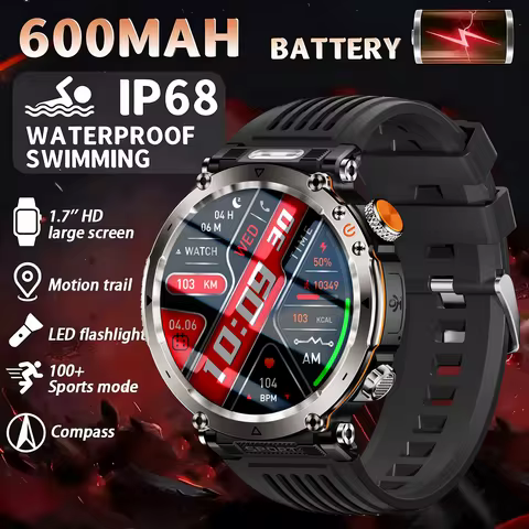 2026 New T-REX3 Outdoor Smart Watch 1.7''AMOLED Screen 600mAh Large Battery 3ATM Waterproof Compass 