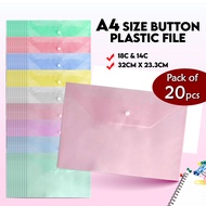 10Q Pack Of 20's SSD A4 Button Bag Document File Organizer Ideal for Office/Study and Filing Papers