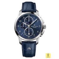 MAURICE LACROIX PT6388-SS001-420-4 / Men's Analog Watch / PONTOS Chronograph 43mm / Leather Strap / Blue