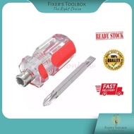 2 WAY SCREW DRIVER 80MM COMPACT TWO WAY SCREWDRIVER FLAT SLOTTED PHILIPS HEAD PEMUTAR SKRU PENDEK