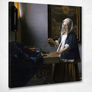 Art reproduction Woman Holding a Balance Jan Vermeer jv32 รูปติดผนัง ภาพที่มีชื่อเสียง ภาพพิมพ์รายล