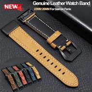 22mm 26mm Genuine Leather Watch Band For Garmin Fenix 6 6X Pro 5 5X Plus 3HR 26mm WatchBand Fenix6 F