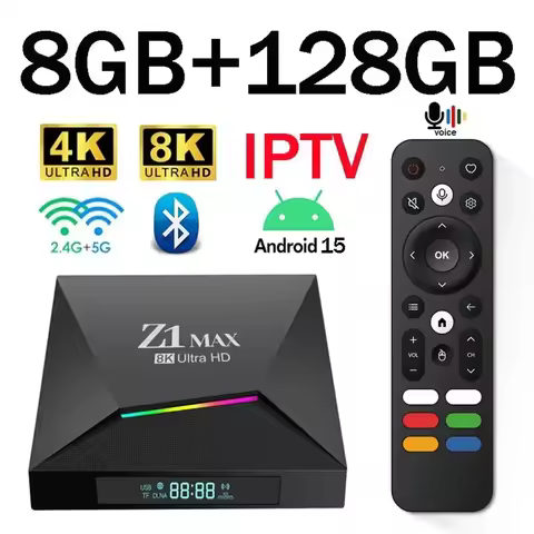 IPTV TV Box Android 15 4K 8K HD Allwinner H618 Quad Core BT 5.0 4G 5G Dual WiFi 8GB 128GB Voice Remo