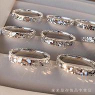 足银9999三面碎冰冰闭口戒指女轻奢高级感CNC精工爆闪纯银指环潮