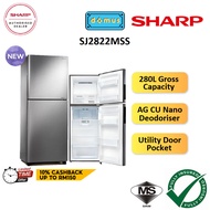 Sharp Refrigerator 2 Door Inverter 280L Fridge Peti Sejuk Peti Ais 2 Pintu Inverter Murah 冰箱 SJ2822M