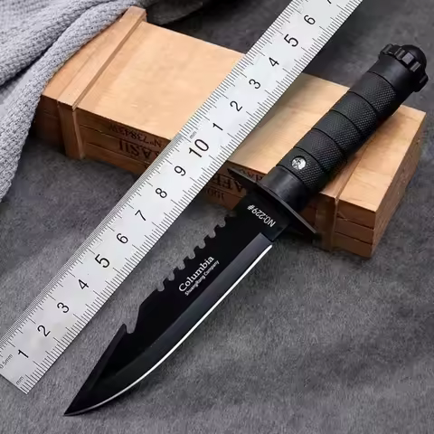 7CR17MOV Camping Outdoor Straight Knife Jungle Camping Kitchen Fruit Knife ABS Handle Knife High Har