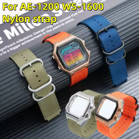 Nylon Watch Strap For Casio WS-1600H AE-1200 AE-1300, Durable Breathable Sport Canvas Watch Band Rep