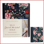 NKJV, Journal the Word Bible, Cloth over Board, Gray Floral, Red Letter, Comfort Print, Journal Bibl