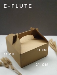 (5 Pcs) E-Flute Gable Box 21x21x11 CM / Box Jinjing / Dus take Away /Carry Pack