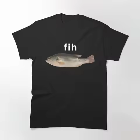 Funny Fih Fish Meme T Shirt Summer T Shirts for Men Harajuku Casual Tee Shirt Short Sleeve Y2K Funny