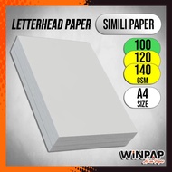 WinPAP Simili Paper 500sheet (100gsm, 120gsm, 140gsm) Plain Paper, Normal Paper, Ream Paper, Letterh