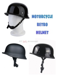 Retro Helmet Harley Half German Helmet Half Face Retro Chopper germany Helmets Adult New Matte Black Gloss Black Leather Helmet Motor Accessories