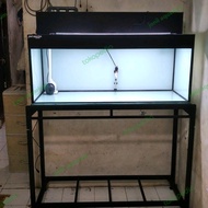 paket perlengkapan aquarium filter kaca 120x15x20 lampu soft taning T5