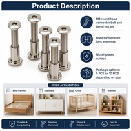 M6 Round Head Nickel Plated Nut Bolt Set 5/10/20Pcs – M6x10mm to 80mm Furniture Joint Connector Scre