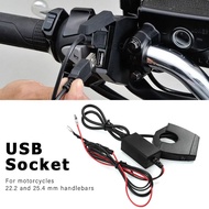 For YAMAHA For BMW For HONDA For SUZUKI For KAWASAKI For 22.2-25.4mm Motorcycle Handlebars Dual USB 