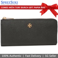 Tory Burch Wallet With Gift Paper Bag Long Wallet Emerson L-Zip Continental Wallet Black # 86078