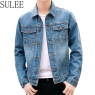 1206[Sulee] Jaket Lelaki Musim Luruh Musim Luruh Lelaki Jaket Denim Fesyen Denim Jaket Lelaki Kasual Cowboy Jaket Saiz Plus 5XL