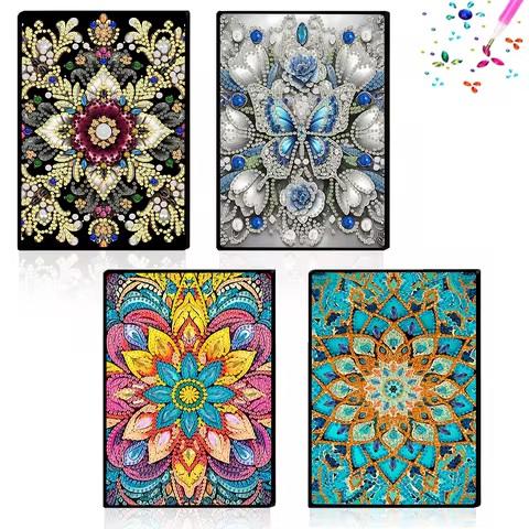 1 DIY Notebook with Mandala Pattern Diamond Painting Set, Meeting Record Book, Business Notebook, St