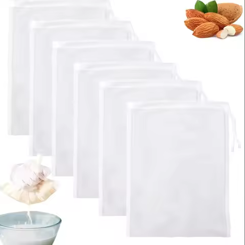 Nut Milk Bag 6 Pack Nut Milk Bag Reusable Strainer Almond Milk Greek Yogurt Straining, Cheese Cloth 