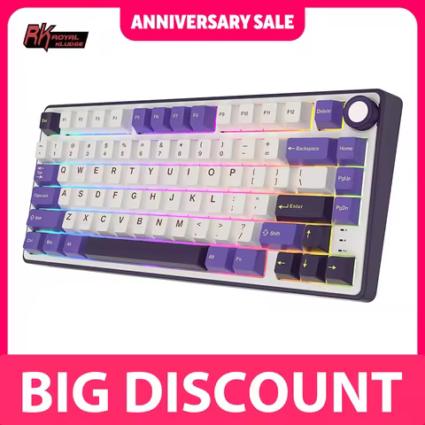 RK R75 Royal Kludge Gasket Wired Gamer Keyboard 80 Keys 80% RGB Backlit Hot-swappable Mechanical Key