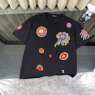 LV x草間彌生面孔太陽魚重工刺繡針織短袖T恤