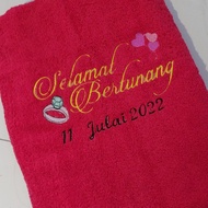 hantaran tunang , gift embroidery towel , tuala bersulam, bath towel , tuala , tuala mandi ,